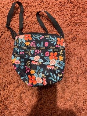 LeSportsac Black Floral Crossbody with Multicolor Blooms